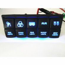 Panel de interruptor basculante impermeable de doble LED de 6 bandas con disyuntores para yate de caravana de barcos marinos